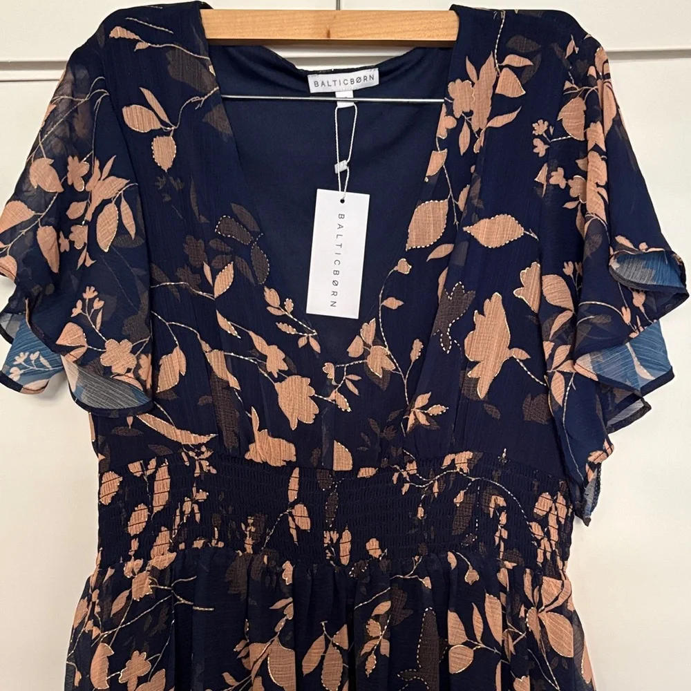 LYNLEE METALLIC MAXI DRESS | NAVY - Picture 2 of 5